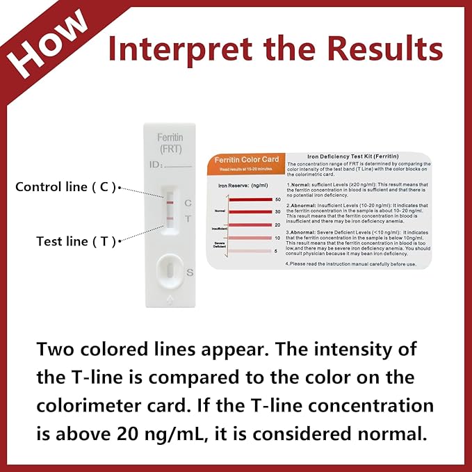 Iron Deficiency Test Kit – Accurate & Easy at-Home Iron Test to Monitor Iron Levels, Ferritin Rapid Test for Children & Adults – ONE Test