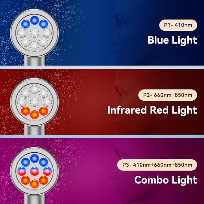 Cold Laser Therapy Device,Near-Infrared Red Light Therapy Device with Stand, Handheld Red Light Therapy for Face&Face with 3 Modes & Timer for Knee, Feet, Back（410nm-850nm）