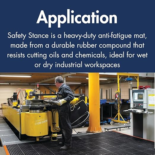 NoTrax Safety Stance Rubber Non Slip Drainage Mat - Yellow/Black 38" x 40" Heavy-Duty Anti Fatigue Mats with 3 Sided Beveled Edges and Ergonomic Support - 549S3840YB