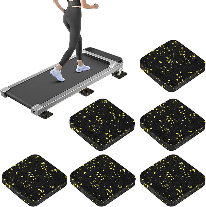 6 Pcs Walking Pad Mat with High Density Rubber for Protect Floors, Noise Reduction, Prefect for Portable Walking Pad Treadmill for Home, Non Slip, Anti Vibration
