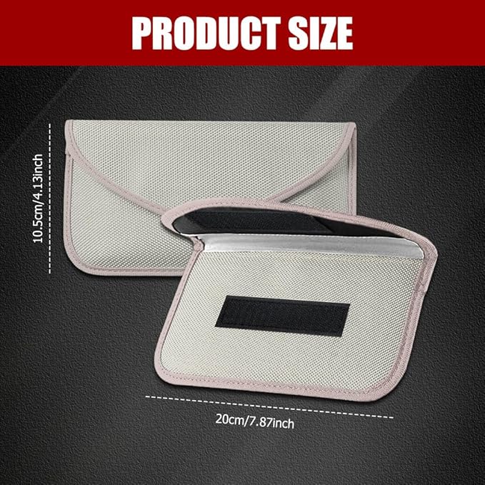 2PCS Faraday Bags for Car Key and Cell Phone, Signal Blocking Bag, Faraday Key Fob Protector, Universal Cell Phone Privacy Card Protection Car Accessories for Anti-Thefting (Silver)