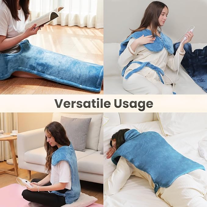 DAILYLIFE Heating Pad for Neck and Shoulders and Back, Electric Heating Pad for Back Pain Relife, 6 Heating Settings, UL Certified with Overheating Protection and Machine Washable, 26"x35", Light Blue