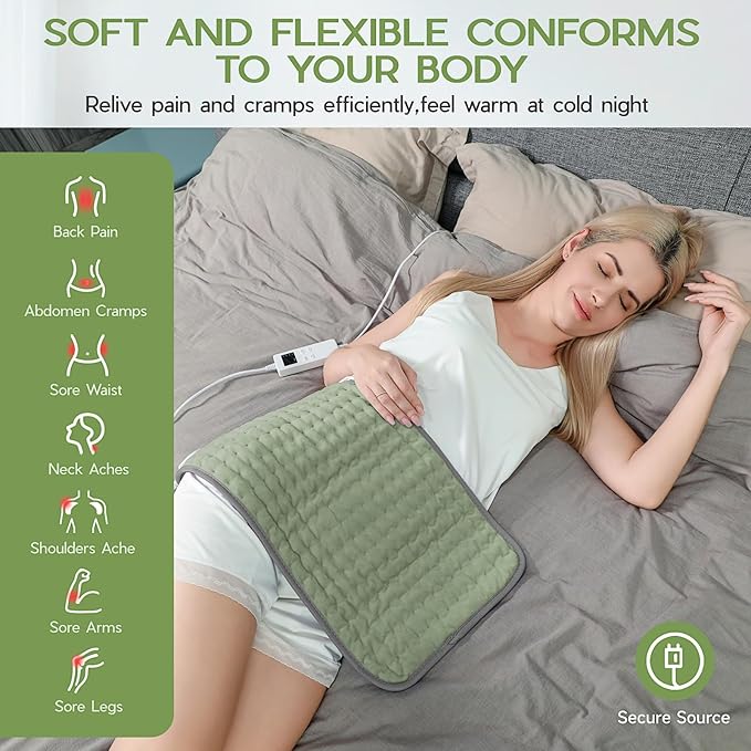 Heating Pad for Full Body Pain Relief 6 Heat Levels 4 Timers Soothes Back, Waist, Neck & Leg Aches Moist Machine Washable Holiday Wellness Gift