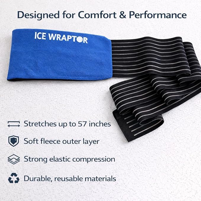 Reusable Adjustable Ice or Heat Wrap for Workout Joint Pain & Muscle Soreness. Adjustable Compression Fit for Athletes Big and Small. ICE WRAPTOR Cold/Warm Wrap for Knee, Shoulder, Elbow, Ankle, Back