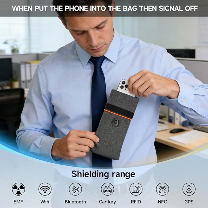 Faraday Bags for Phones 2 Pack Go Dark Bags for Cell Phones, Signal Blocking Case, RFID Blocking Pouch for Privacy Protection Gray