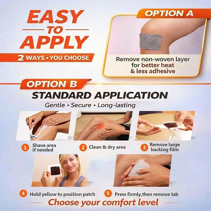 Far-Infrared Pain Relief Patches - 12 Hours Soothing Heat Patches for Back, Neck, Deep Penetrating Herbal Patch for Shoulder, Knee, Muscle, Portable Bone Pain Relief, 10 Count
