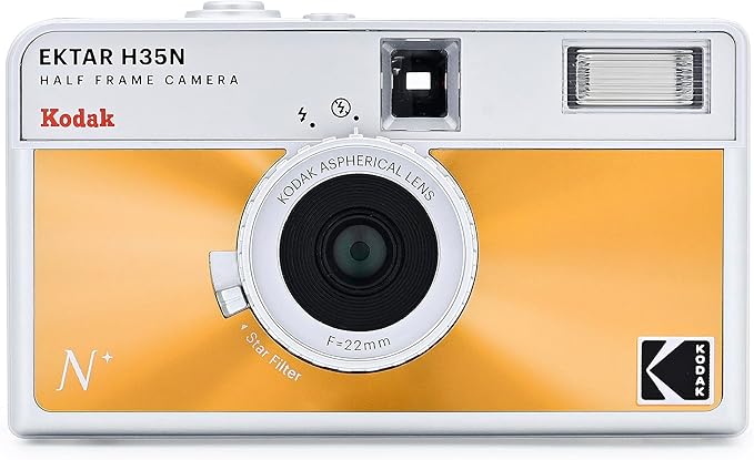 Kodak EKTAR H35N Half Frame Film Camera Bundle with Kodak Ultramax 400/24EXP 35mm Roll Film (Glazed Orange)