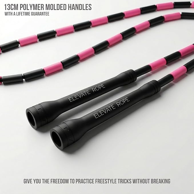 Elevate Rope Professional Beaded Jump Rope - 3m Adjustable, Quality Beads & Poly Cord - For Freestyle, Cardio & Tricks - All Levels & Indoor/Outdoor Use