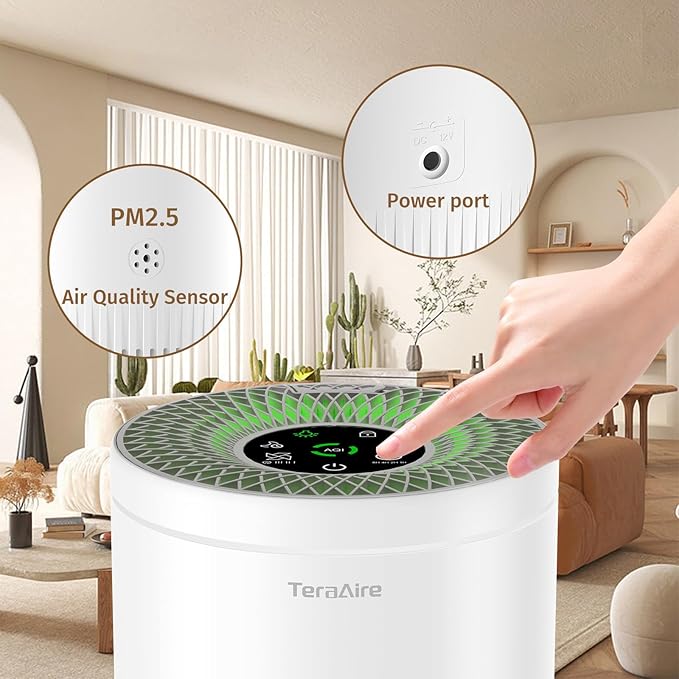 2 Pack Air Purifiers for Home Bedroom, Air Purifier with PM 2.5 Air Quality Monitor, H13 True HEPA Air Filter Cleaner with 5 mode Light, Sleep Mode, Timer, Fragrance Sponge for Smoke, Odor, Dander
