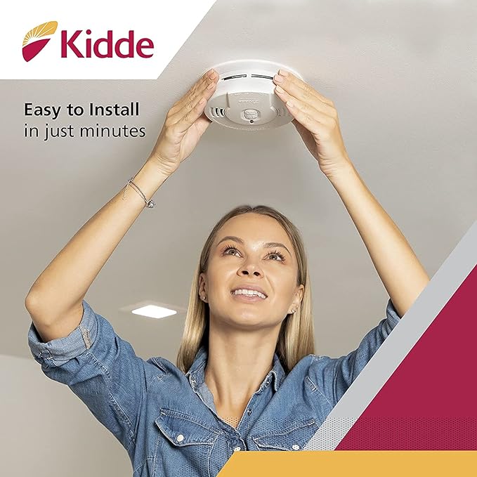 Kidde Smoke Detector, 10-Year Battery, LED Indicators, Replacement Alert, Test-Reset Button, 6 Pack, White