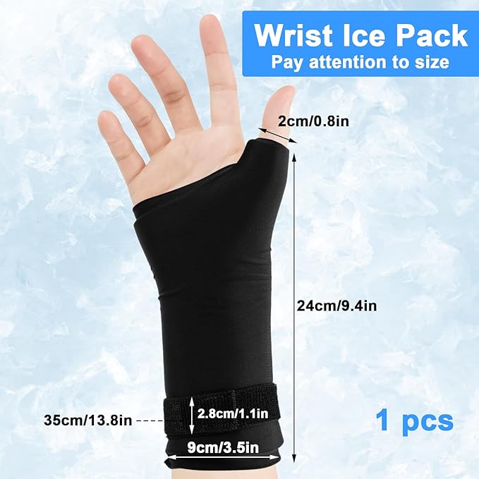 Wrist Ice Pack Wrap for Hand, Compression Hand Ice Pack for Thumb & Arm with Extended Coverage, Ice Wrist Wrap relieves Carpal Tunnel, Arthritis, Reusable Hot & Cold Therapy Gloves (1 Pcs)