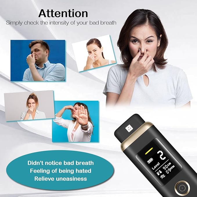 Oral Odor Freshening Detector, Personal Bad Smell Checker, Portable Oral Odor Freshening Rate Detector for Oral Health, Real - Time Odor Checking, 32 - bit CPU for Accurate Monitoring