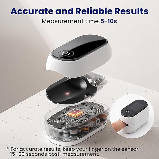 Bluetooth Pulse Oximeter Fingertip, Smart Blood Oxygen Saturation Monitor with App for Sports & Aviation, Accurate SpO2 & Heart Rate Reader with Full OLED Screen, Perfusion Index, Batteries Included