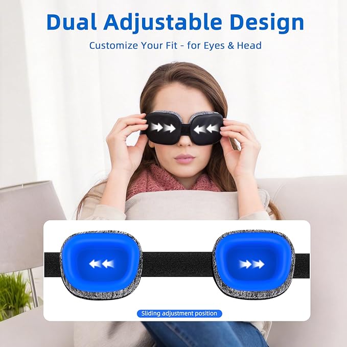 Eye Mask for Dry Eyes – 100% Blackout Dry Eye Mask, Moisture Goggles & Sleeping Mask for Men – Adjustable, Removable Silicone, Soft for Travel & Shift Work