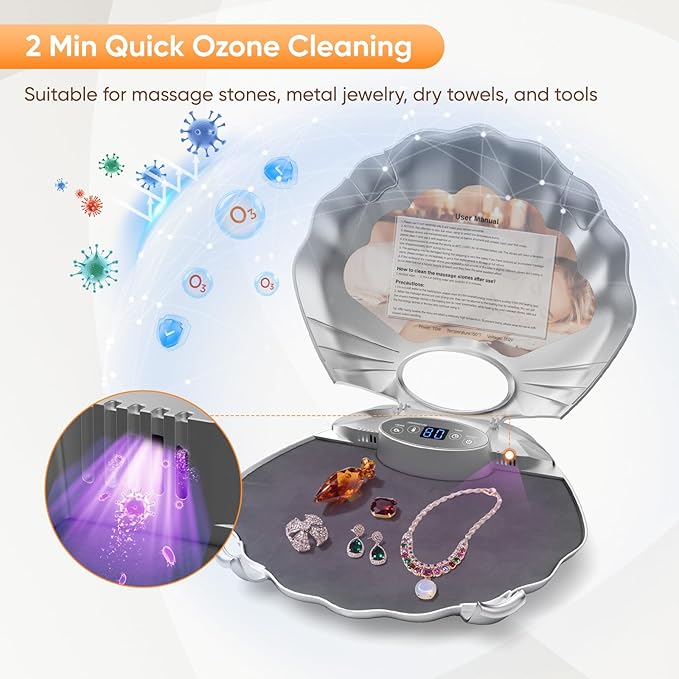 20PCS Hot Stones Massage Set, Hot Stones Massage Warmer Kit, Portable Massage Stones Basalt Hot Rocks Massage Stone for Professional or Home SPA, Therapy Relaxing, Healing, Pain Relief(Silver)