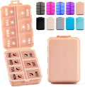 Foldable & Portable Weekly Pill Organizer 2 Times a Day with Clear Printed Labels - 7 Day AM PM Medicine Box, Week Daily Travel Pill Meds Case Holder for Medications, Vitamin, Supplement - Pink