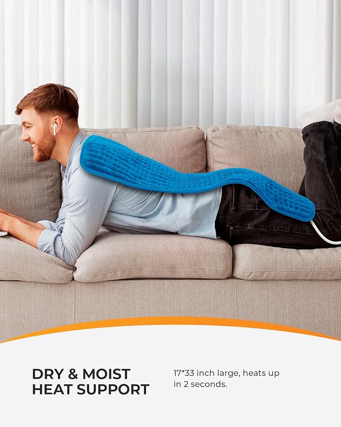 CooCoCo Large Electric Heating Pad for Back Pain & Cramps Relief, Auto Shut Off, Machine Washable, FSA Eligible Heat Pad for Neck & Shoulder, 17×33"
