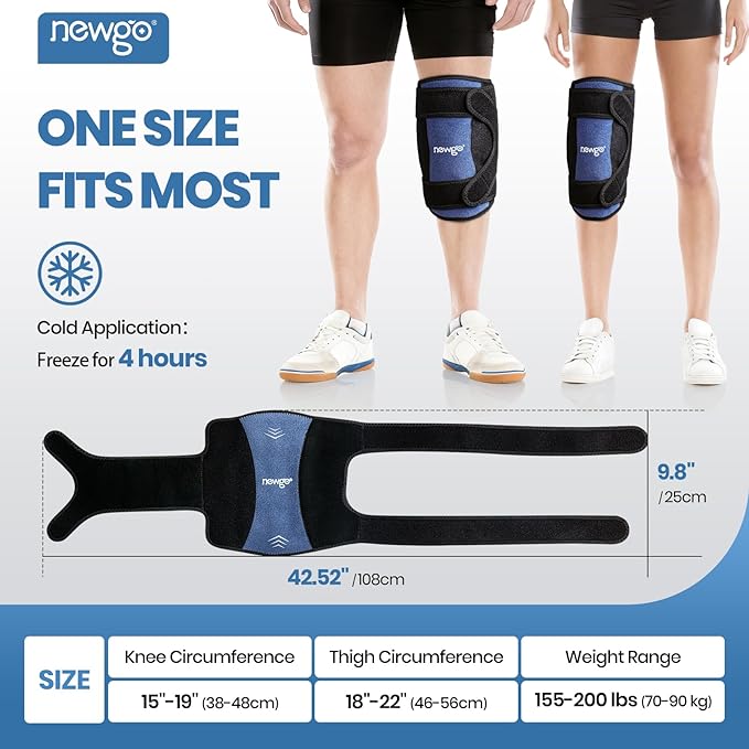 NEWGO 360° Knee Ice Pack Wrap, 60 Minutes Extended Cold Therapy with Ice Grid Gel, Ergonomic Y-Shape Snug Fit for Sports & Surgery Recovery, Swelling, Leak-Resistant, Reusable Design