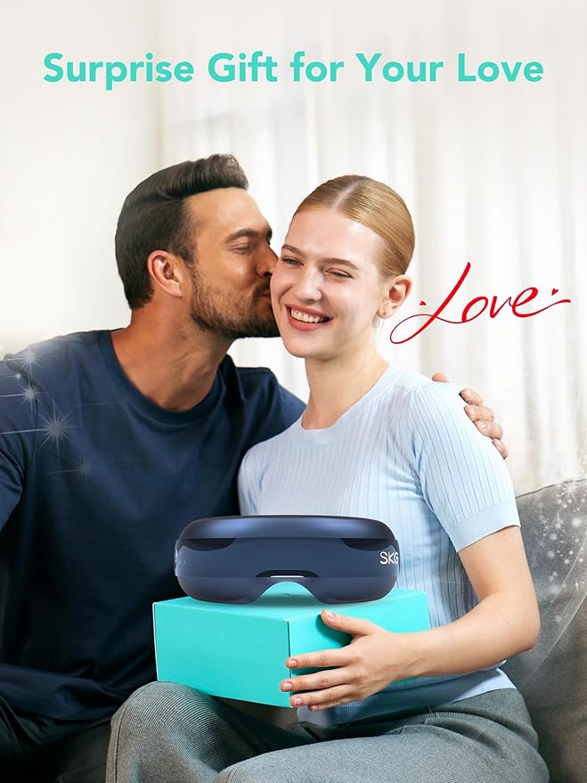SKG Eye Massager with Heat, Bluetooth Heated Eye Massager for Relief with Vision Window Music, Soothing Eye Care to Relax Eyes, Best Gifts for Women Men