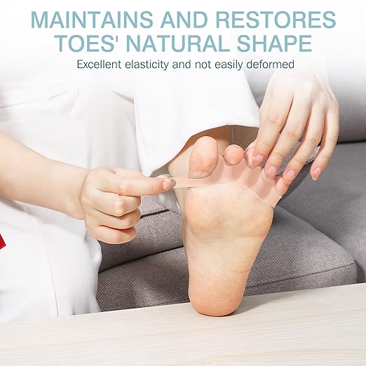 Silicone Toe Separators for Women & Men - Toe Spacers for Bunion Relief, Hammer Toe, Plantar Fasciitis & Pedicures | Includes Metatarsal Pad & Therapeutic Yoga Cushion for Foot Pain (2, Beige)