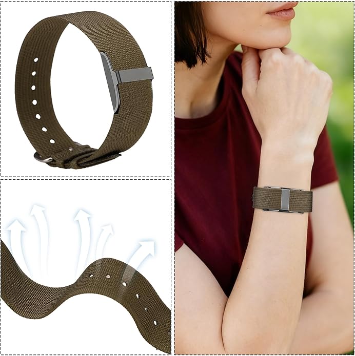 Replacement Nylon Loop for Hume Band, Soft Breathable Woven Wristband with Adjustable Metal Buckle for Hume Health Band Fitness Tracker All-Day Comfort Wear