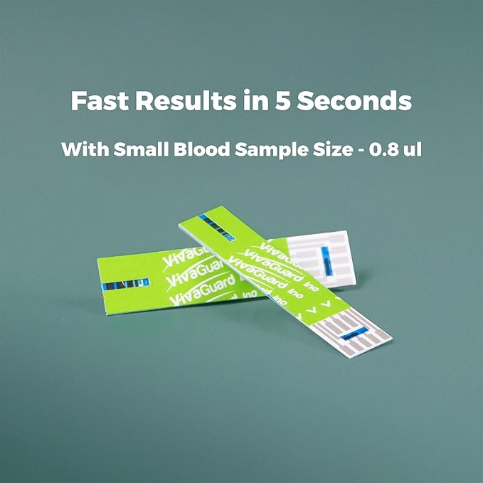 Vivaguard Ino Blood Glucose Test Strips for Diabetes - 150 Counts Accurate Diabetic Test Strips for Monitoring Blood Sugar - Compatible with Vivaguard Ino Glucometers Only, Green