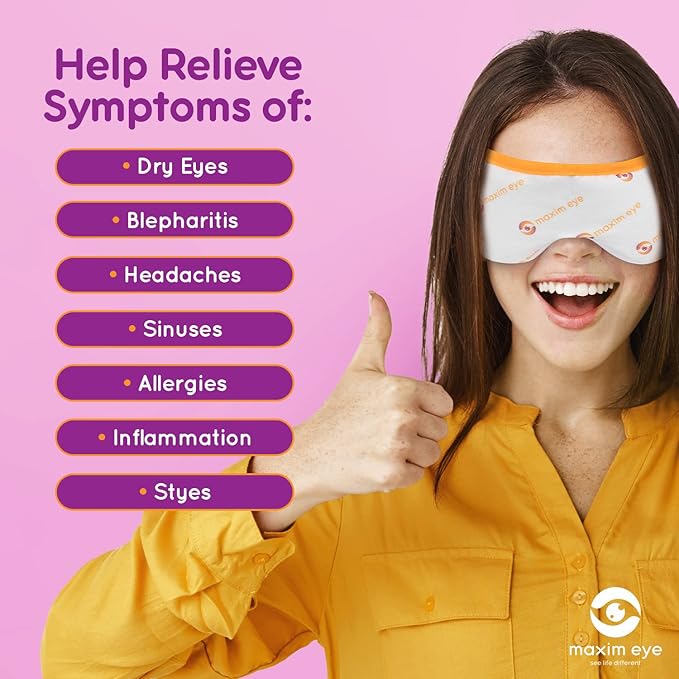 Eye Compress Moist Heat Eye Mask for Dry Eyes - Microwave Eye Mask - Washable and Reusable Heated Eye Mask - Refreshes Eye, Aids in Reducing Migraine, Sinus, and Headaches - by Maxim Eye