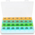 Monthly Pill Organizer, Once a Day, 4 Weeks a Month, 28 Days in a Large Pill Box, Portable for Travel, can Hold a Large Amount of Vitamins, Supplements, Fish Oil, and Medication (White)
