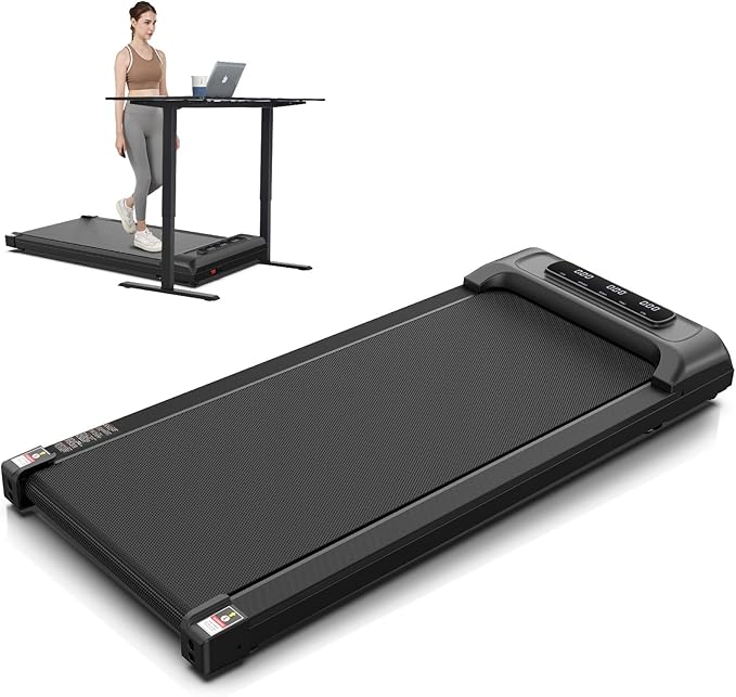 Under Desk Walking Pad for Home Office - 2.5 HP Portable Treadmill With 300 lb Capacity, Compact Jogging Running Machine, Remote Control and LED Display