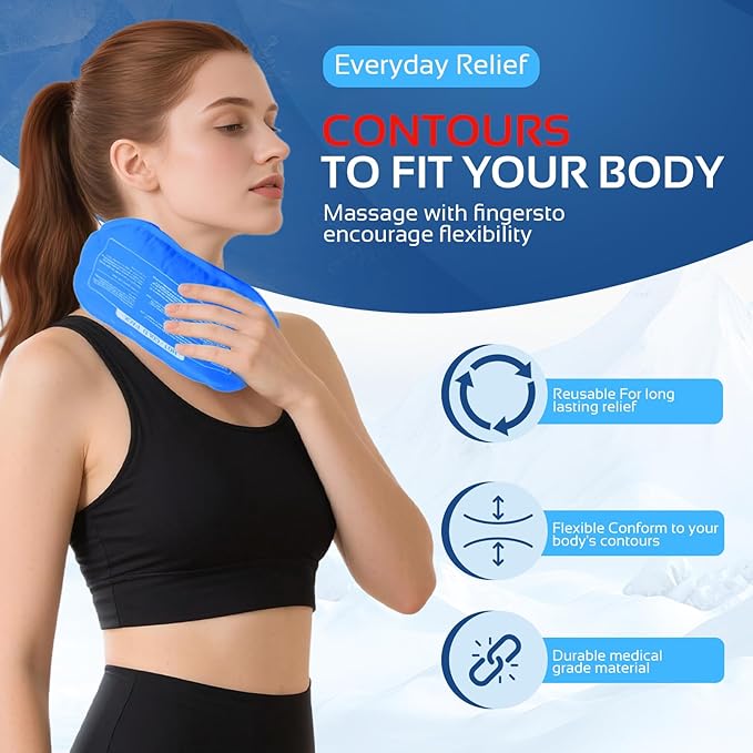 Ice Packs for Injuries Reusable (3-Piece Set) – Hot and Cold Ice Packs for Knee, Reusable Gel Wraps Support, Adjustable Ice Pack Pain Relief for Shoulders, Back Joints Muscles, Knees, Arms and Legs