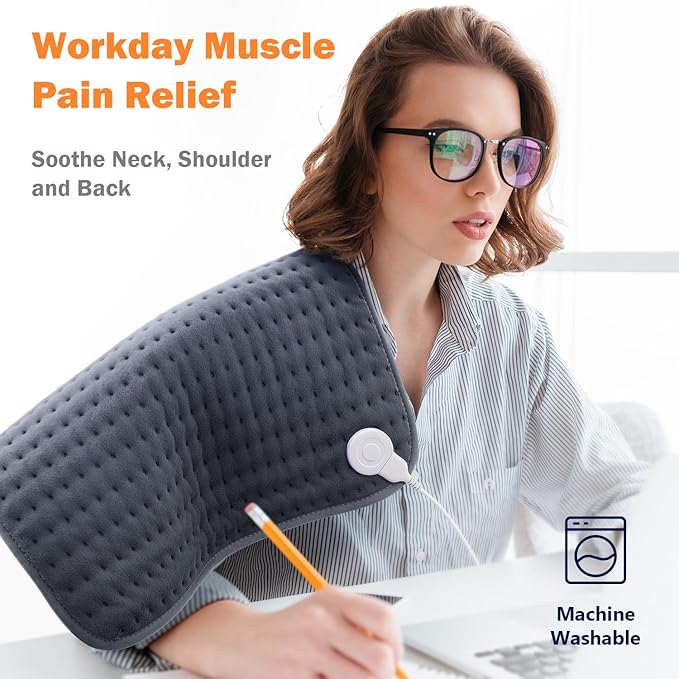 Ultra-Wide Microplush Heating Pad - 20"x24" Electric Heating Pad for Back, Neck, Shoulder Pain and Cramps - Moist Heat Option, Machine Washable, Auto-Off - Gifts for Women, Men, Mom, Dad, Christmas