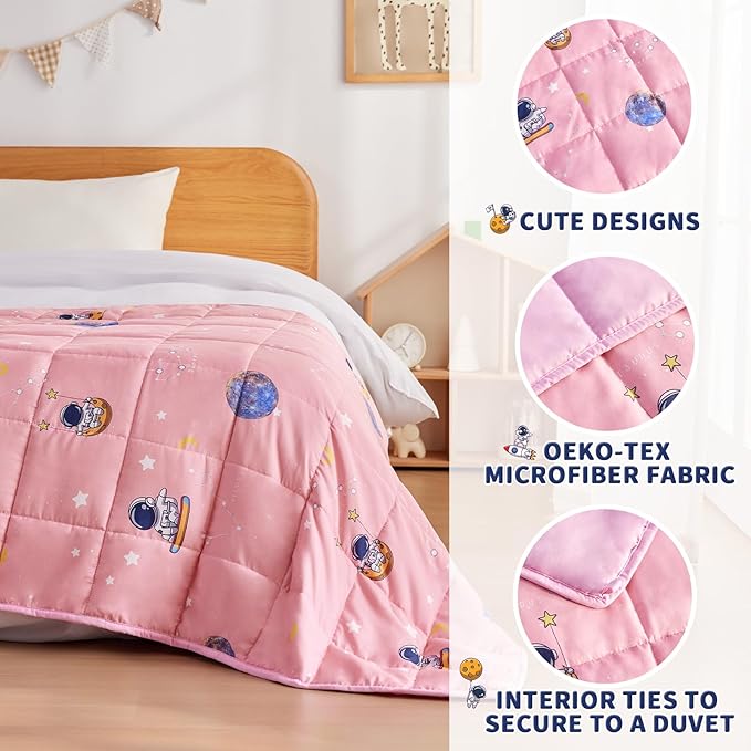 anfie Weighted Blanket Kids(36"x48" 5lbs) Weighted Blanket Cooling Blanket for Sleeping,Throw Size Breathable Blanket with Premium Glass Bead(Space Pink)