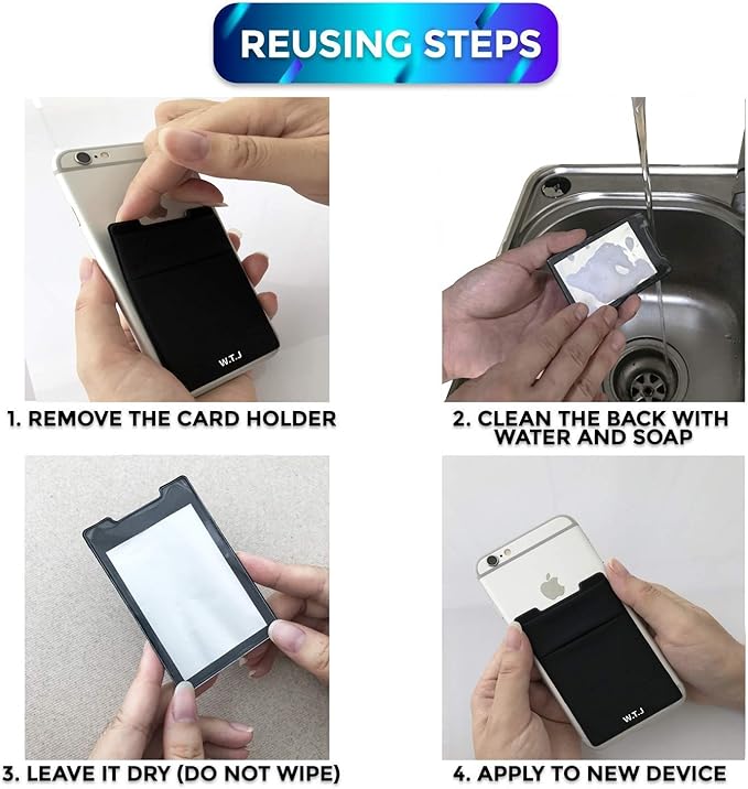 RFID Blocking Phone Card Wallet - Double Secure Pocket - Ultra-Slim Self Adhesive Credit Card Holder Card Sleeves Phone Wallet Sticker All Smartphones (Black Green)-2PC