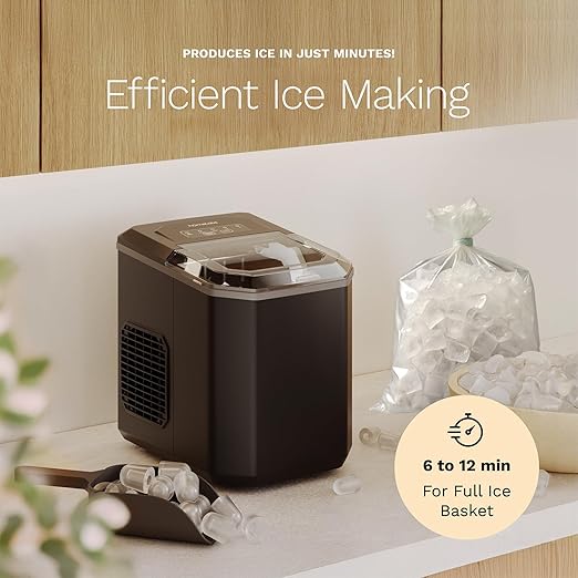 hOmeLabs Countertop Ice Maker – 9 Ice Cubes in Just 6 Minutes, 26lbs in 24Hrs, 2 Ice Sizes, Self-Cleaning, Includes Ice Scoop & 5 Ice Bags, Black Portable Ice Maker for Home/Kitchen/Bar/Dorm/RV