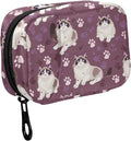Fustylead Pill Organizer Travel Bag, Small Portable Pill Case Cute for Vitamin Fish Oil Supplements Medicine Organizer with Zipper (Purple01 Ragdoll Cat)