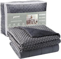 yescool Weighted Blanket with Cover for Adults (15 lbs, 48" x 72", Charcoal Gray) Heavy Blanket for Sleeping Perfect for 140-160 lbs, Twin Size Breathable Blanket with Premium Glass Bead