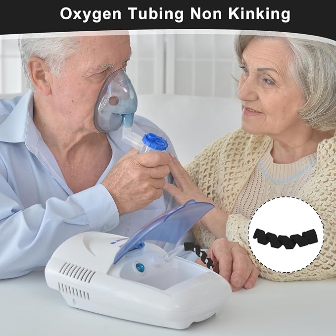 10 Pack Oxygen Tube Support Crimp Straightener for Portable Oxygen Concentrator, Oxygen Tubing Support for Oxygen Tank Oxygen Hose Nasal Cannula Oxygen Accessories (Black)