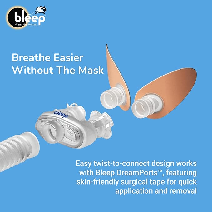 Bleep Dreamports CPAP Mask Replacement, Sleep Apnea Mask, No Nasal Insertion, Skin-Friendly Tape, 32-Pack for 16 Nights, Compatible with DreamWay Connector Kit, Essential CPAP Alternative