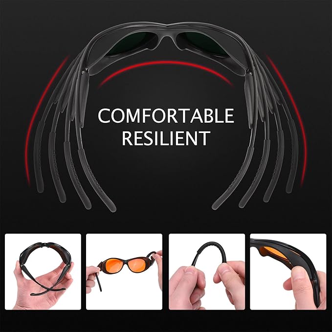 Professional UV Light Safety Glasses for 90nm-490nm wavelength UV lamps, UVC protective glasses, blocking blue light , Anti-Fatigue Anti Glare, shatterproof, anti-scratch and anti-fog, orange lenses