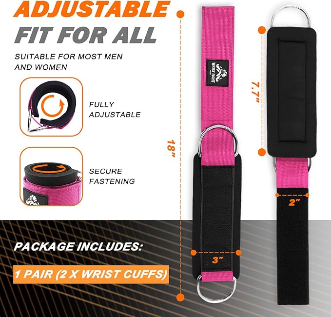 Wrist Cuffs with Dual D-Rings – Secure & Comfortable Support for Cable Machine Workouts, Lateral Raises, Arm Strength Training, and Triceps Exercises