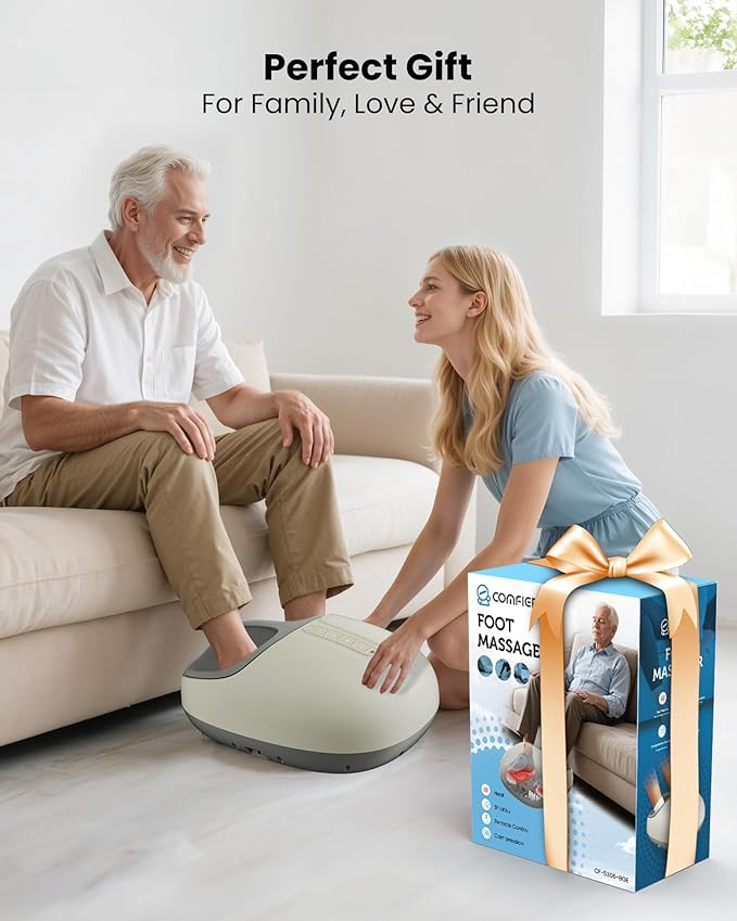 COMFIER Shiatsu Foot Massager with Heat,Compression, Kneading & Rolling, Electric Feet Massager for Plantar Fasciitis, Foot Warmer Size Up to 15", Gift for Men Women