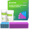 AUVON Blood Glucose Test Strips & Diabetic Lancets Kit, 100 Test Strips for Diabetes, 30 Gauge 100 Lancets for Blood Testing with Less Pain, Fit AUVON DS-W Glucose Meter