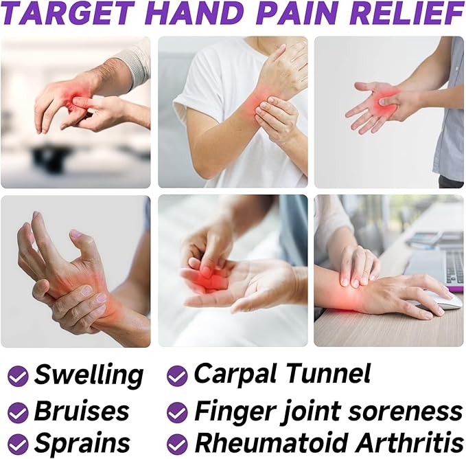 Wrist Ice Pack Wrap for Carpal Tunnel Relief, 2 Gel Ice Packs for Injuries Reusable for Wrist Hand Pain, Hot Cold Compress Brace for Achilles Tendonitis, Tenosynovitis, Purple