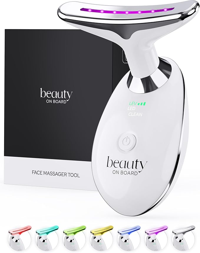 Face Massager Tool, Face Sculpting Tool with 7-Color LED Light Therapy, Ionic Facial Device with Warm Treatment, Rechargeable USB-C, Gift Box + Storage Pouch