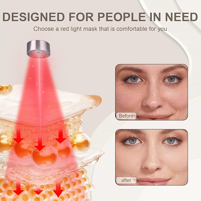 Red Light Therapy for Face, 660nm Red Light & 850nm Near-Infrared LED Face Mask Light Therapy with 240 Chips for Travelling and Home Use (Purple)