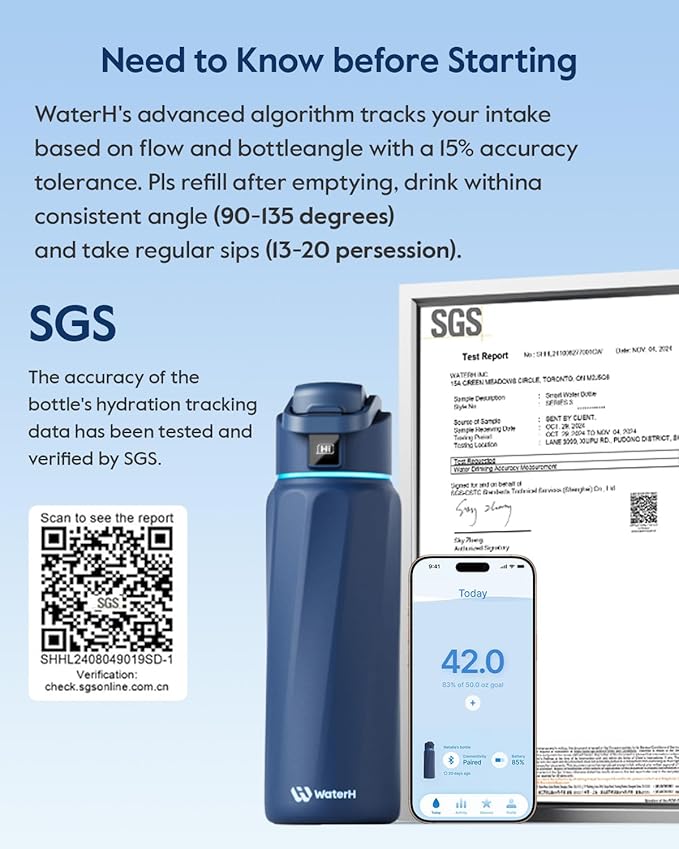 BOOST Smart Water Bottle with Reminder & Tracker, Double Wall Vacuum Insulated Bottles Stainless Steel, 32oz BPA-Free Wide Mouth for School, Gym, Office, Ideal for Mother's Day