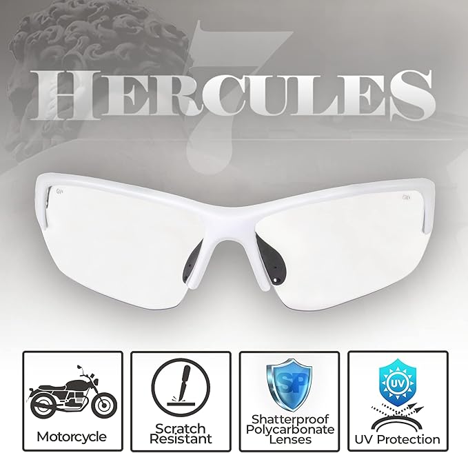 Global Vision Hercules 7 Safety Sunglasses Photochromic Auto-Darkening Clear to Smoke Lens ANSI Z87.1