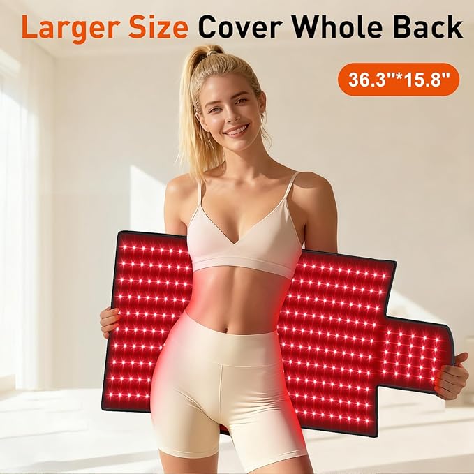 36'' x 16'' Red Light Therapy Mat for Body, 325 LEDs Near Infrared Light Therapy Wrap Belt Pad Blanket with 660nm & 850nm for Back, Belly, Waist, Chest, Knee Joint and Muscle