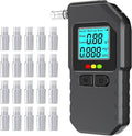 Breathalyzer Digital BAC Tester, Handheld Breath Alcohol Tester for Car, Home & Travel, Laboratory-Grade Dual-Core Processor, LED & LCD Display, Rapid Detection, History Memory, 20 Mouthpieces