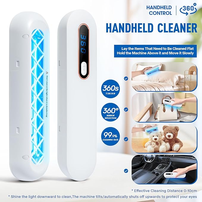 Nail Tool Sterilizer Box - Portable Recharging Nail Tool Cleaner Box Container Plastic Sterilizer Machine for Nail Tools,Tweezers,Hair Salon,Tattoo,Jewelry, Phone (White)